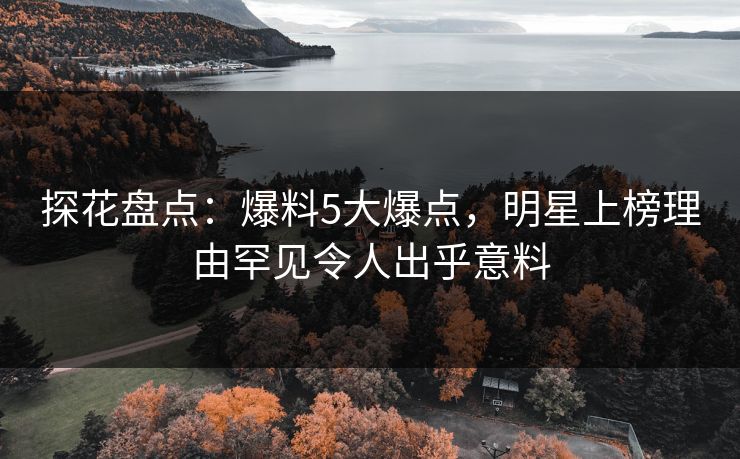 探花盘点：爆料5大爆点，明星上榜理由罕见令人出乎意料