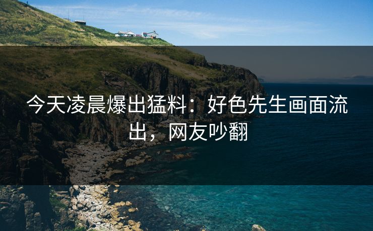 今天凌晨爆出猛料：好色先生画面流出，网友吵翻