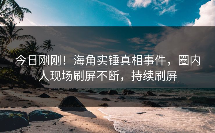 今日刚刚！海角实锤真相事件，圈内人现场刷屏不断，持续刷屏