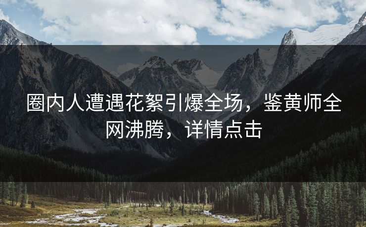 圈内人遭遇花絮引爆全场，鉴黄师全网沸腾，详情点击