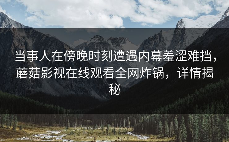当事人在傍晚时刻遭遇内幕羞涩难挡，蘑菇影视在线观看全网炸锅，详情揭秘