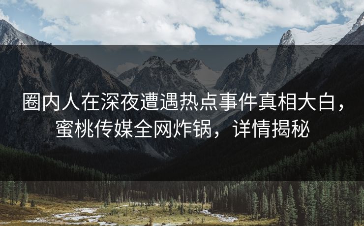 圈内人在深夜遭遇热点事件真相大白，蜜桃传媒全网炸锅，详情揭秘