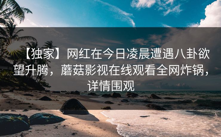 【独家】网红在今日凌晨遭遇八卦欲望升腾，蘑菇影视在线观看全网炸锅，详情围观